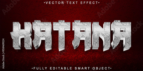 Silver Japan Katana Vector Fully Editable Smart Object Text Effect
