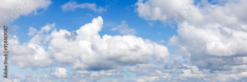 Panorama Blue sky and white clouds. Bfluffy cloud in the blue sky background photo