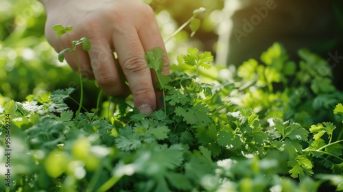 A person grows lacquer leaves in a beautiful garden