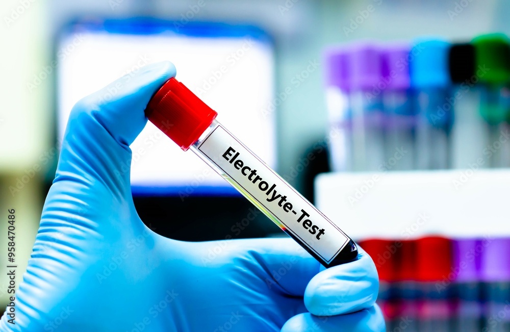 Naklejka premium Blood sample tube for electrolyte test analysis.