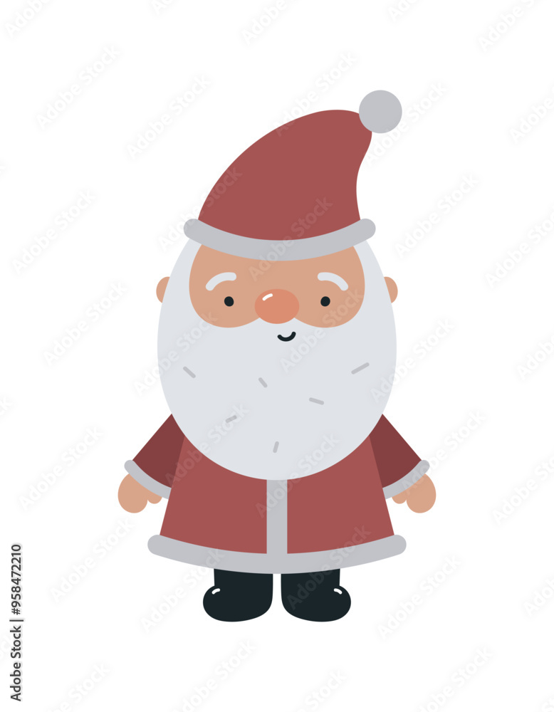 Cute Santa Claus. Isolated on white background. Christmas design. Childish Christmas print. For card, posters, stickers, banners, printing on the pack, printing on clothes, fabric, wallpaper. Cute Santa Claus. Isolated on white background. Christmas design. Childish Christmas print. For card, posters, stickers, banners, printing on the pack, printing on clothes, fabric, wallpaper.