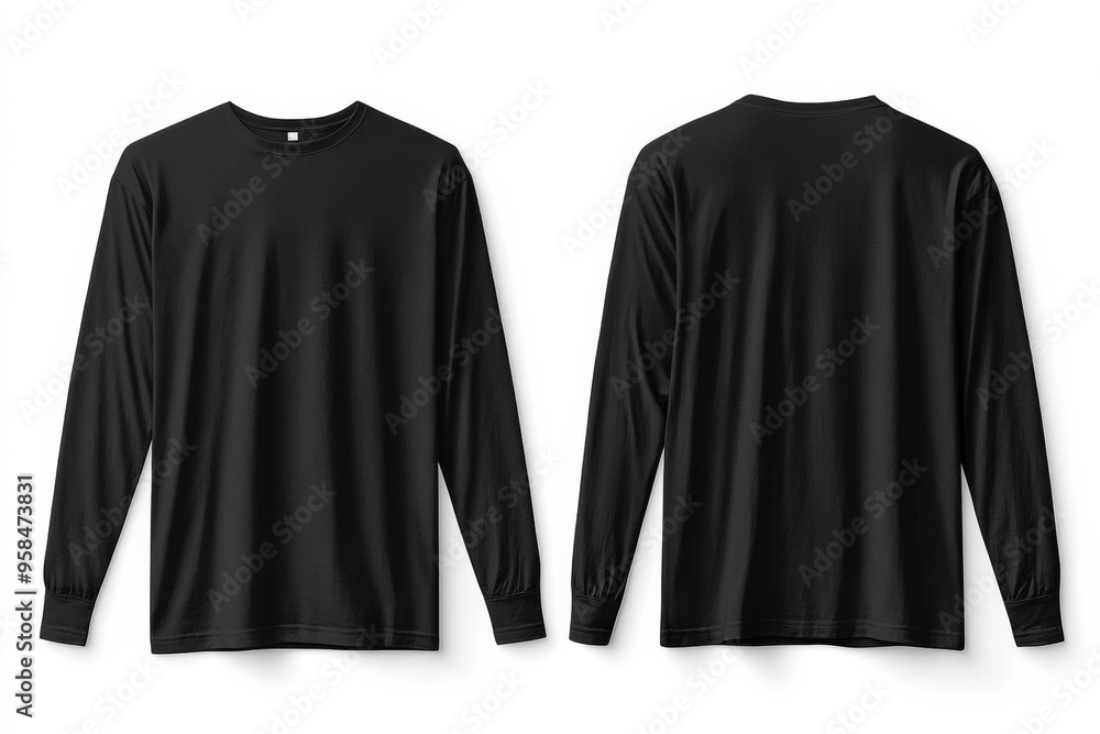 Black long sleeve tshirt mockup isolated created with Generative AI Black long sleeve tshirt mockup isolated created with Generative AI