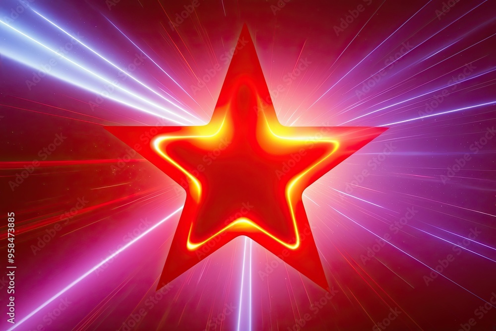 Vivid Fiery Red Star Flashes with Bright Glow and Heat Overlay Vivid Fiery Red Star Flashes with Bright Glow and Heat Overlay
