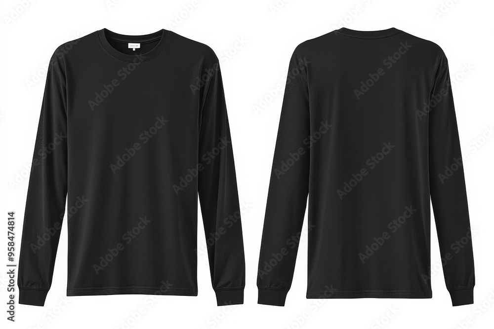 Naklejka premium Black long sleeve tshirt mockup isolated created with Generative AI