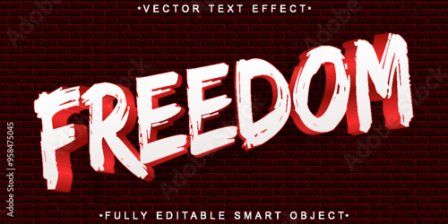 Red Freedom Vector Fully Editable Smart Object Text Effect