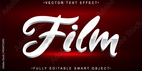 Red White Movie Film Vector Fully Editable Smart Object Text Effect