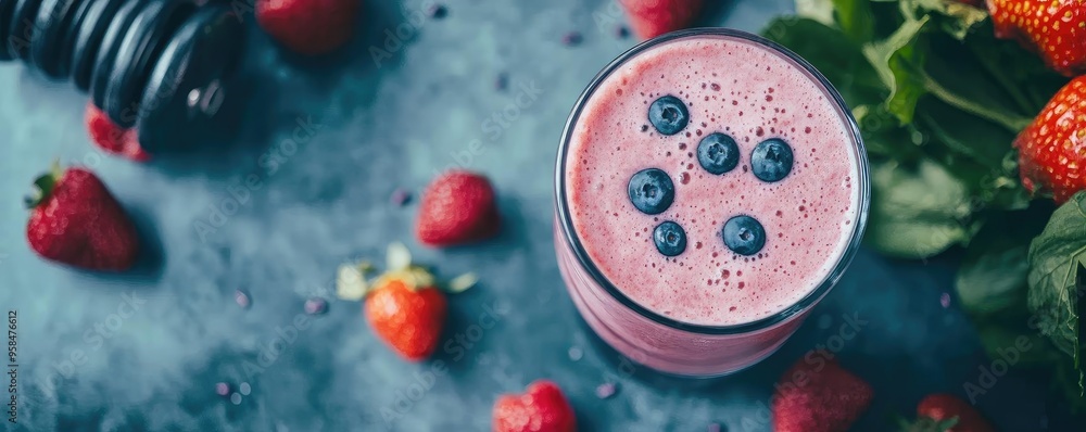 A vibrant smoothie full of fresh berries, capturing the essence of health and deliciousness in a refreshing drink. A vibrant smoothie full of fresh berries, capturing the essence of health and deliciousness in a refreshing drink.