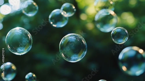 Wallpaper Mural Captivating Floating Soap Bubbles Against a Green Background Stunning Macro Photography Torontodigital.ca