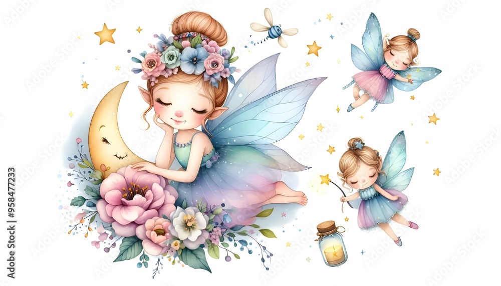 Cute fairy watercolor clipart. Cute fairy watercolor clipart.