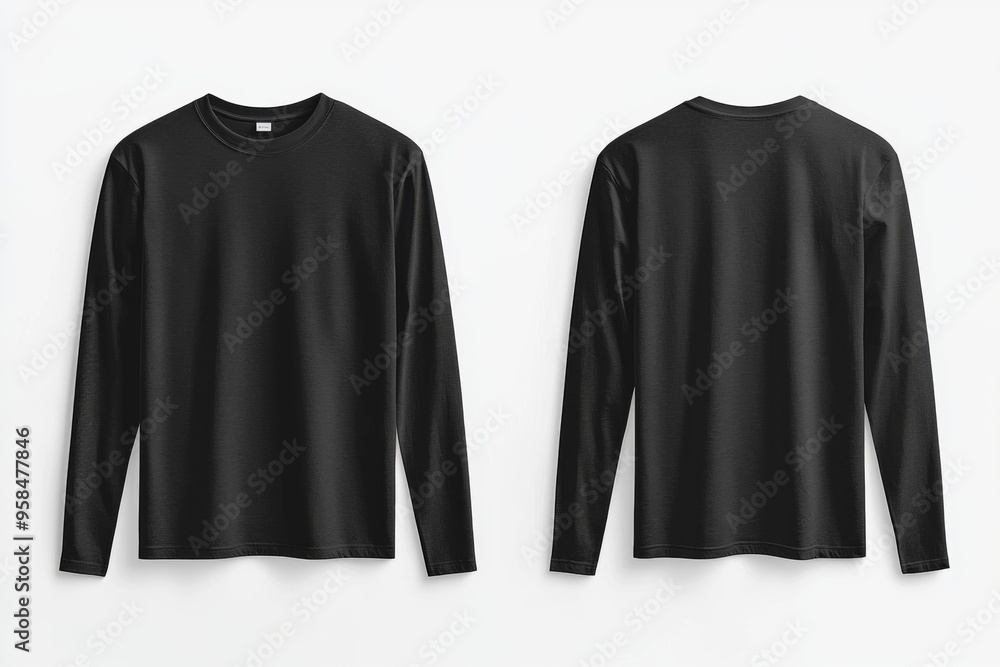 Black long sleeve tshirt mockup isolated created with Generative AI Black long sleeve tshirt mockup isolated created with Generative AI