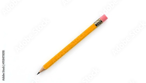 Pencil and eraser isolated on a white background