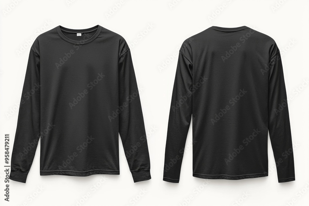Black long sleeve tshirt mockup isolated created with Generative AI Black long sleeve tshirt mockup isolated created with Generative AI