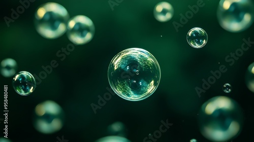 Wallpaper Mural A Beautiful Green Background with Bubbles and Soft Light Effects radiating tranquility Torontodigital.ca