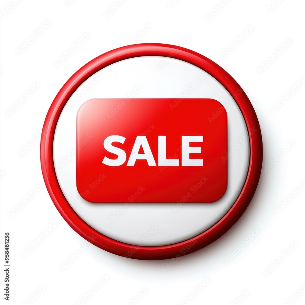 A bold red button displays the word sale, signaling special discounts for consumers eager to save money A bold red button displays the word sale, signaling special discounts for consumers eager to save money