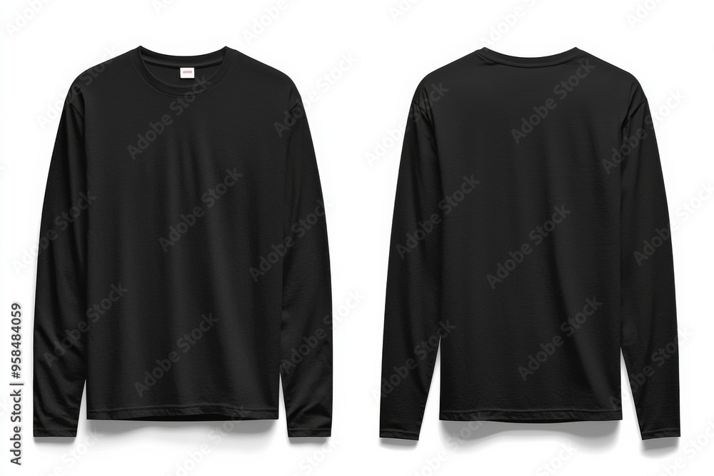 Black long sleeve tshirt mockup isolated created with Generative AI Black long sleeve tshirt mockup isolated created with Generative AI