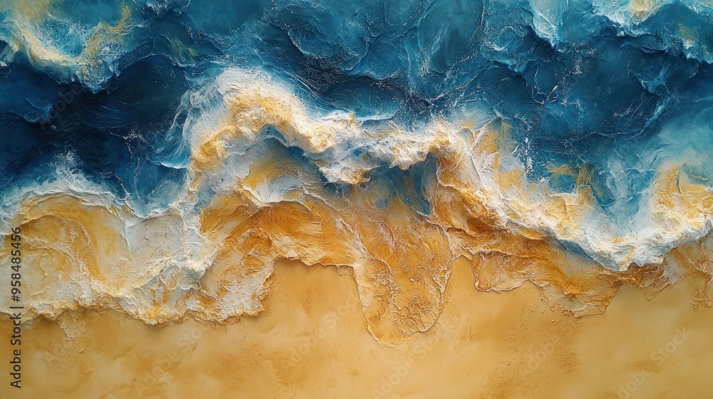 Fototapeta premium Abstract Soft Sandy Surface with Ocean Waves Texture - Artistic Background for Design and Creative Projects