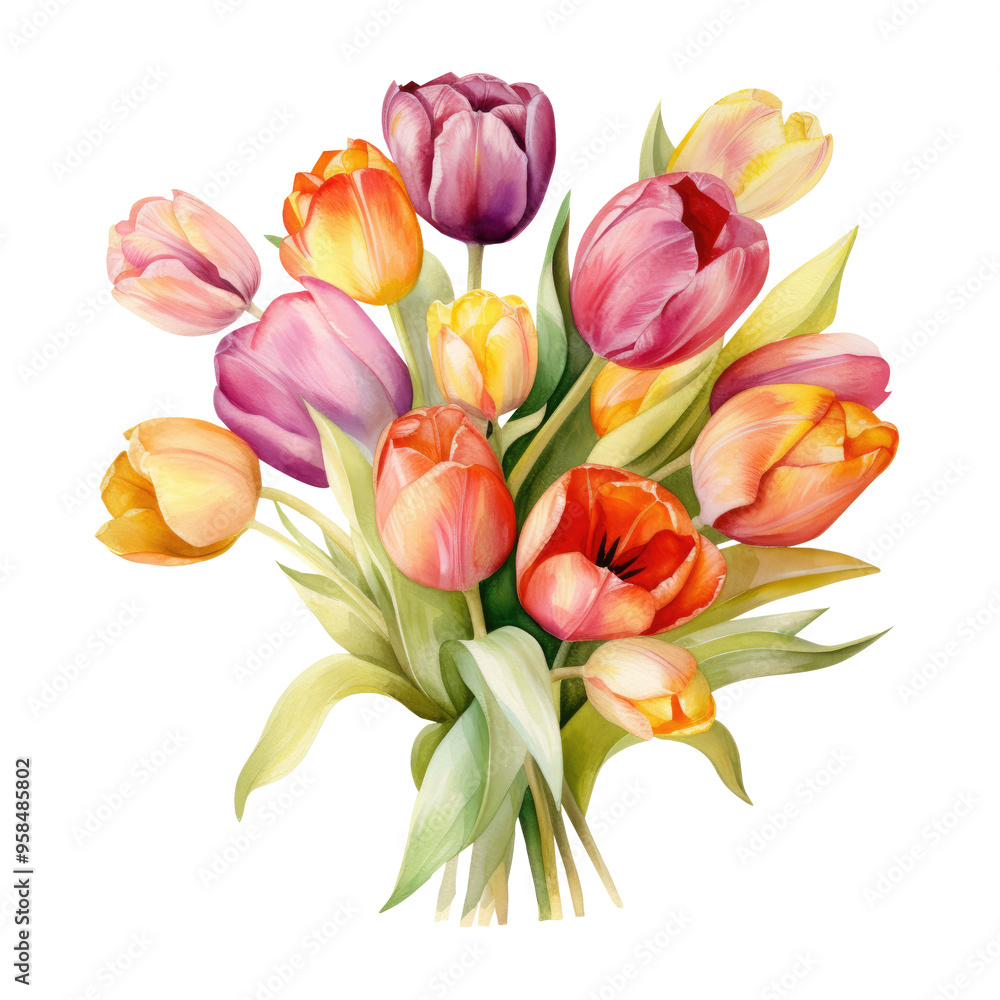 Multicolored Tulip Bouquet Clipart Illustration Multicolored Tulip Bouquet Clipart Illustration