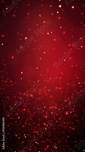 Red banner dark bokeh particles glitter awards dust gradient abstract background. Futuristic glittering in space on red background blank empty with copy 