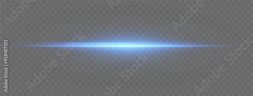 Laser lines of light. Horizontal neon light. Neon blue horizontal speed lines. Glowing stripes. Laser beams. light lines of movement and speed in neon color.Beautiful flash of light and sparks.