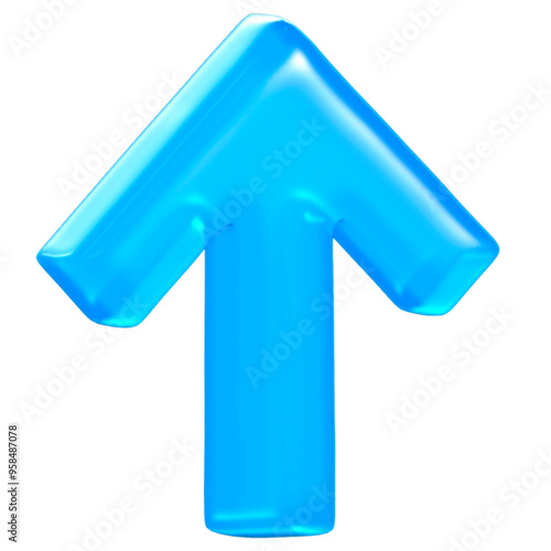 Photos 3D Blue Glossy Aqua Arrow Y2K Frutiger Aero Element