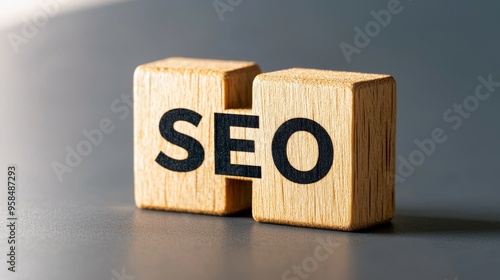 Two wooden blocks displaying the word 'SEO', symbolizing digital marketing and online visibility strategies.