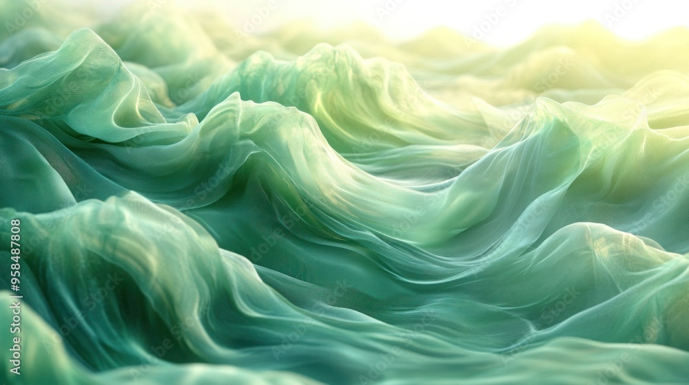Obraz premium Abstract Surface with Wind Flickering Effect - Ethereal Green Waves in Motion