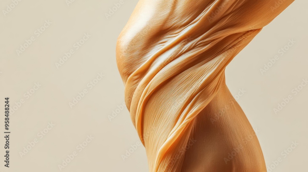 Abstract close-up of smooth, flowing skin texture, highlighting curves and organic forms against a neutral background. Abstract close-up of smooth, flowing skin texture, highlighting curves and organic forms against a neutral background.