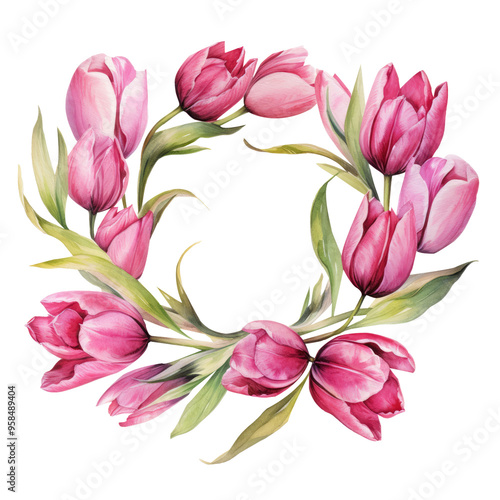 Tulips Wreath Clipart Illustration