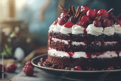 Wallpaper Mural Vegan Black Forest Cake. Dessert. Cake. Food and Drink. Black Forest Cake. Birthday Cake. Torontodigital.ca