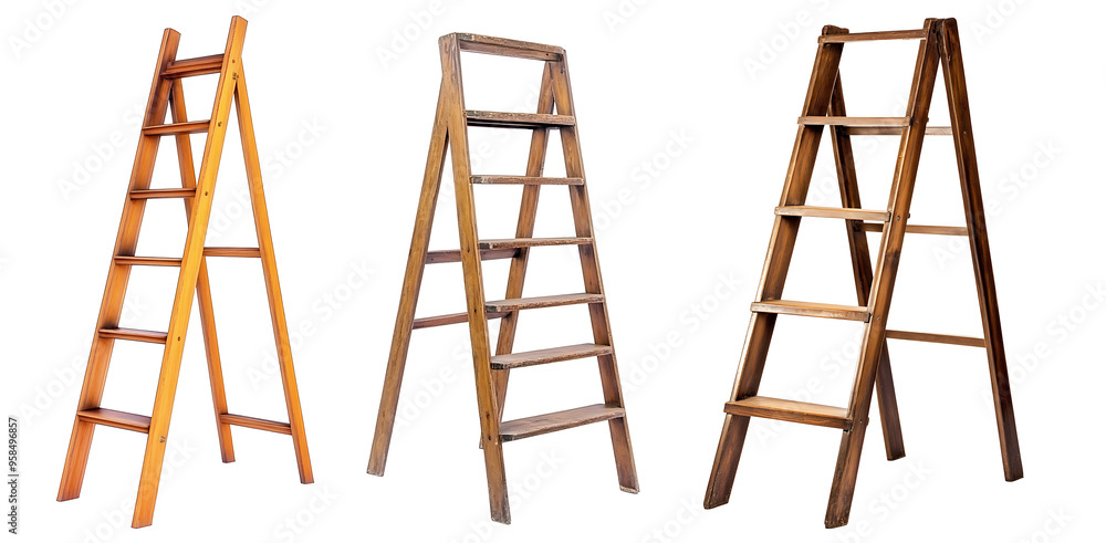 A wooden ladder is a tool for climbing high places on a transparent background. A wooden ladder is a tool for climbing high places on a transparent background.