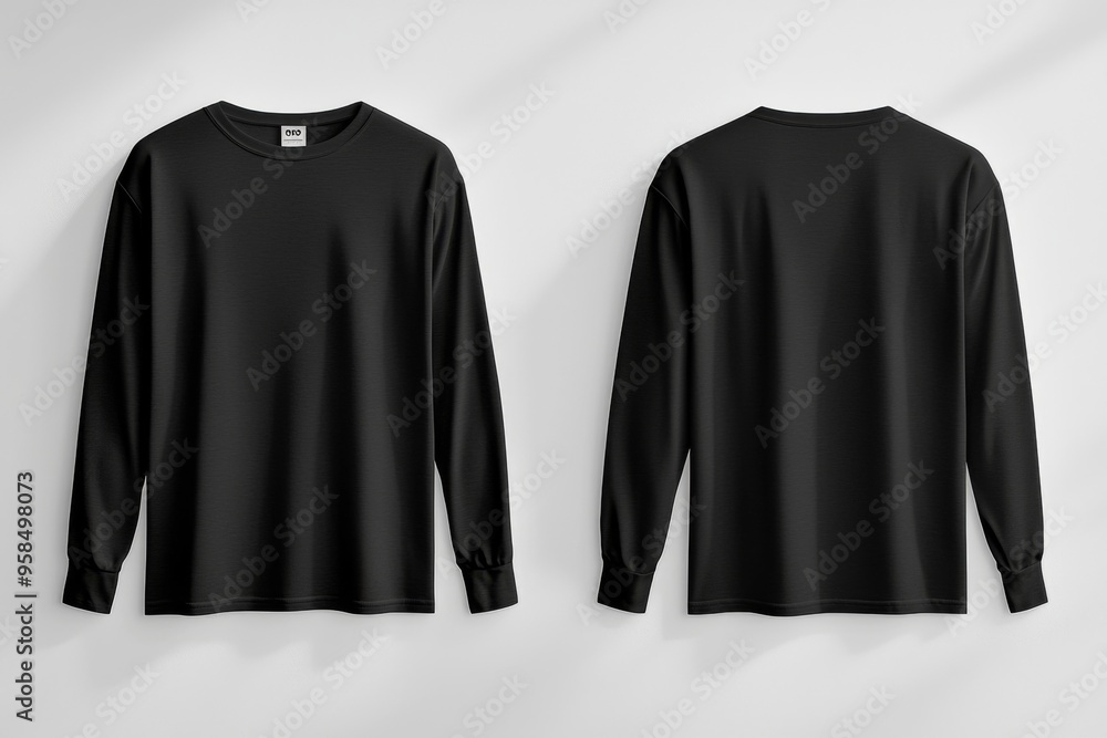 Black long sleeve tshirt mockup isolated created with Generative AI Black long sleeve tshirt mockup isolated created with Generative AI
