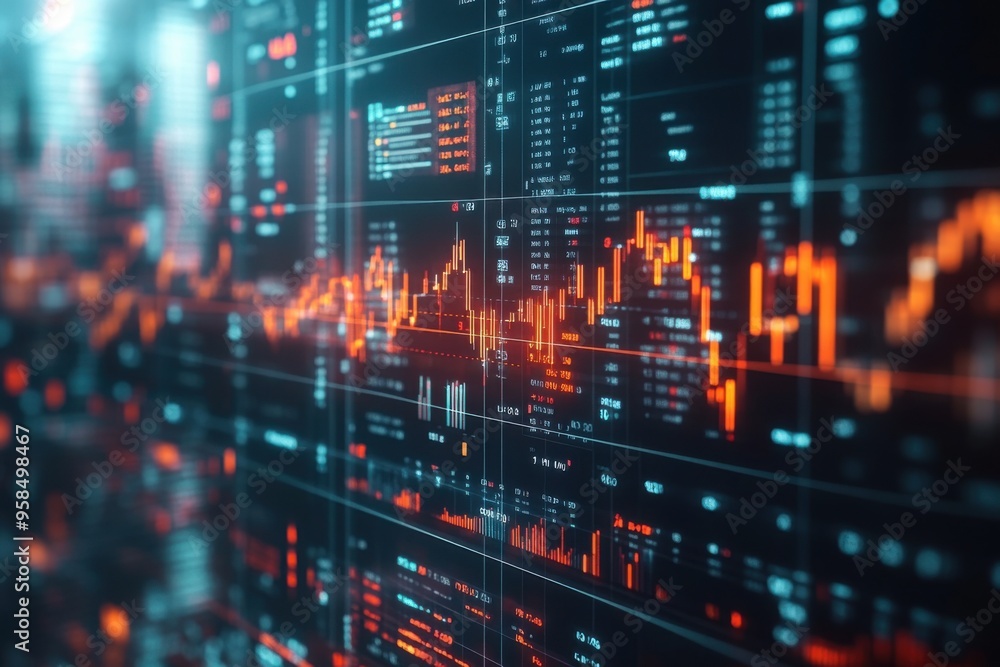 Fototapeta premium Stock Market Data on a Computer Screen.