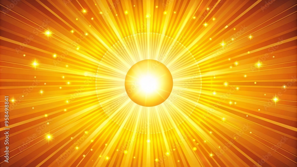 Obraz premium * Brighten up your designs with a vibrant sun illustration featuring bold rays and a cheerful golden glow
