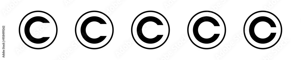 Copyright symbol shape. icon set. protection C mark vector icons in blue color style Copyright symbol shape. icon set. protection C mark vector icons in blue color style