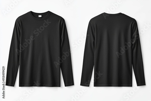 Black long sleeve tshirt mockup isolated created with Generative AI