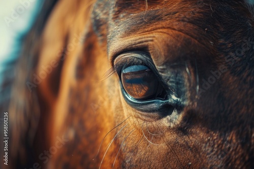 Close-up view of a horse's eye capturing depth and emotion AI