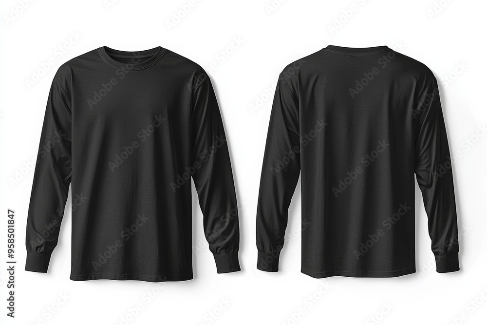 Black long sleeve tshirt mockup isolated created with Generative AI