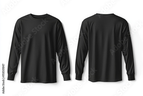 Black long sleeve tshirt mockup isolated created with Generative AI photo