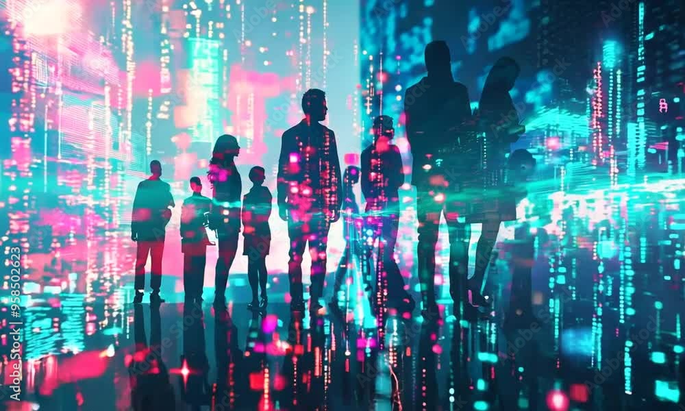 Silhouettes of People in a Digital World Silhouettes of People in a Digital World
