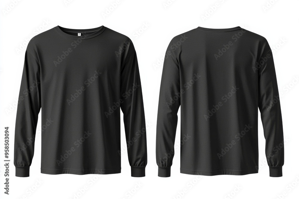 Black long sleeve tshirt mockup isolated created with Generative AI Black long sleeve tshirt mockup isolated created with Generative AI