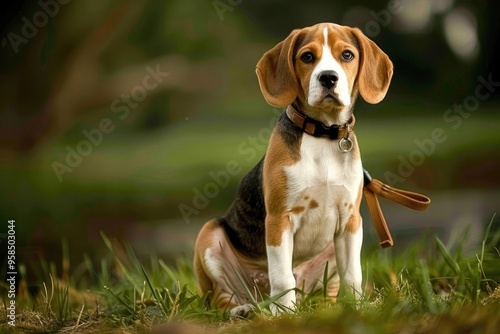 Charming beagle in outdoor setting for canine companionship and pet enthusiasts AI