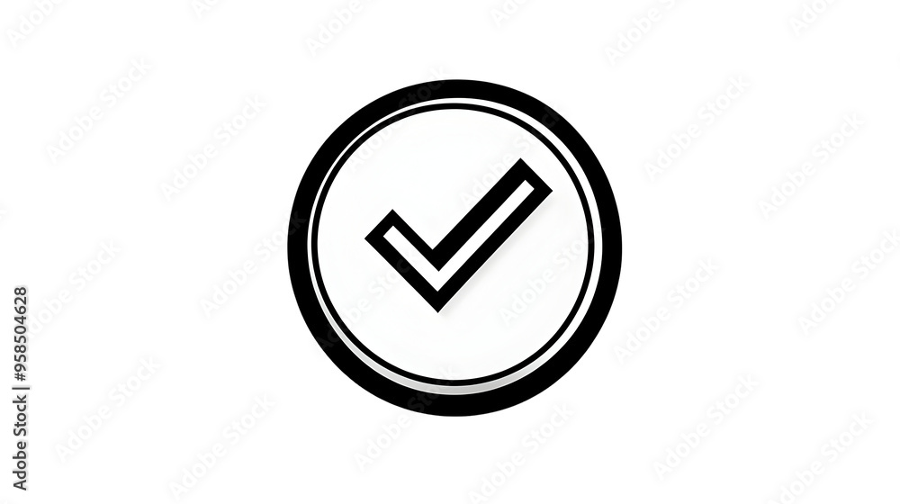 Black Check Mark Icon in a Circle with a Thick Border Isolated on a Transparent Background - Simple Graphic Design Element for Website, App, and Presentation Black Check Mark Icon in a Circle with a Thick Border Isolated on a Transparent Background - Simple Graphic Design Element for Website, App, and Presentation