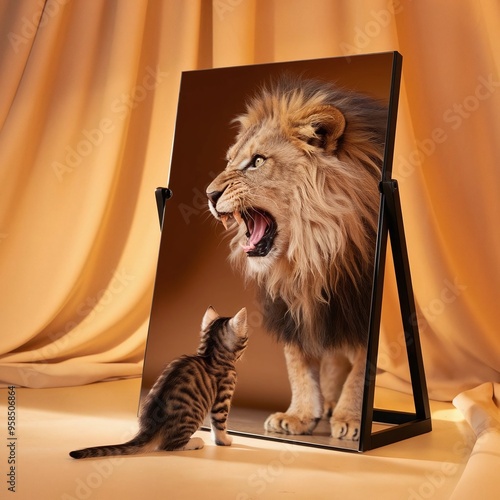 From Kitten to Lion: A Reflection of Strength