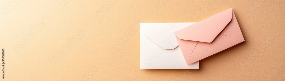 Stylish envelopes on a pastel background, perfect for invitations, letters, and creative stationery designs. Stylish envelopes on a pastel background, perfect for invitations, letters, and creative stationery designs.