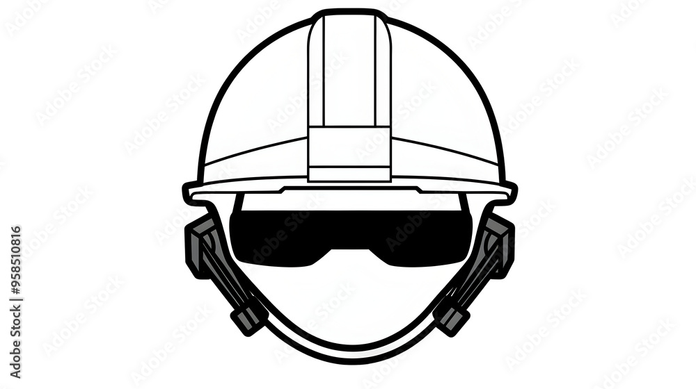 Fototapeta premium Construction Worker Wearing Hard Hat and Safety Glasses Isolated on a Transparent Background