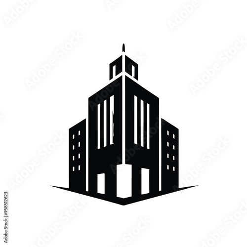 Building Icon Logo Style Silhouette Vector Modern