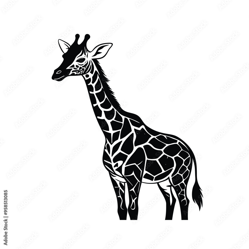 Naklejka premium Full Body Giraffe Illustration in Vector Art for a Clean and Professional Logo Icon Design