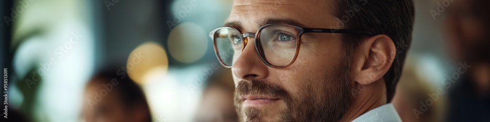 A man with glasses is looking at the camera. He is wearing a white shirt and a brown tie A man with glasses is looking at the camera. He is wearing a white shirt and a brown tie