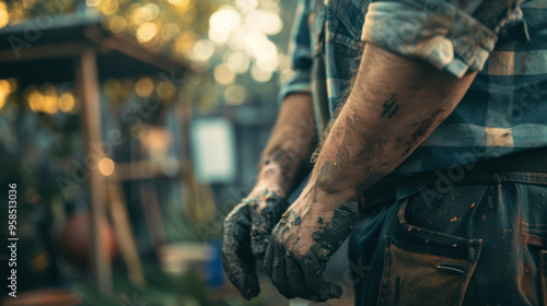 Dirty Hands of a Hardworking Manual Laborer.