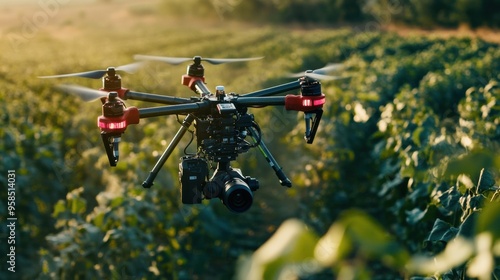 Aerial Drone Capturing Stunning Vineyard Landscape with Agricultural Fields